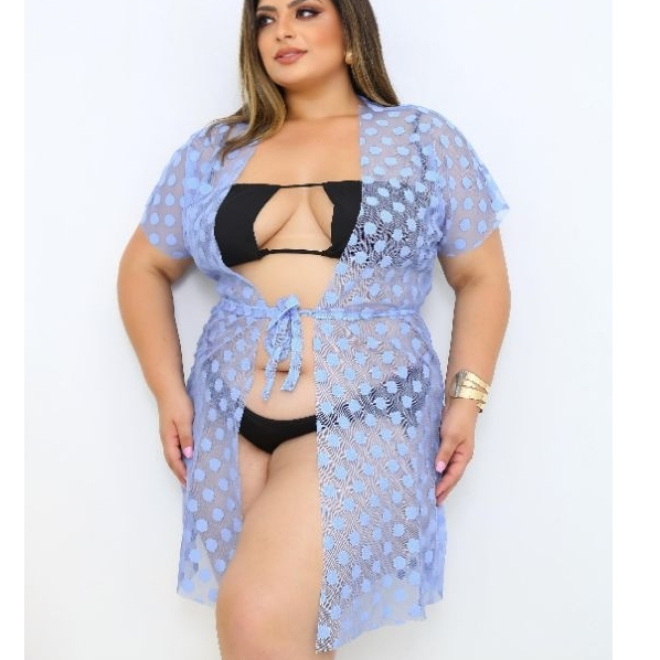 Saida de praia kimono Bolinha Curta plus size / moda Faahion/Saida/ Plus size