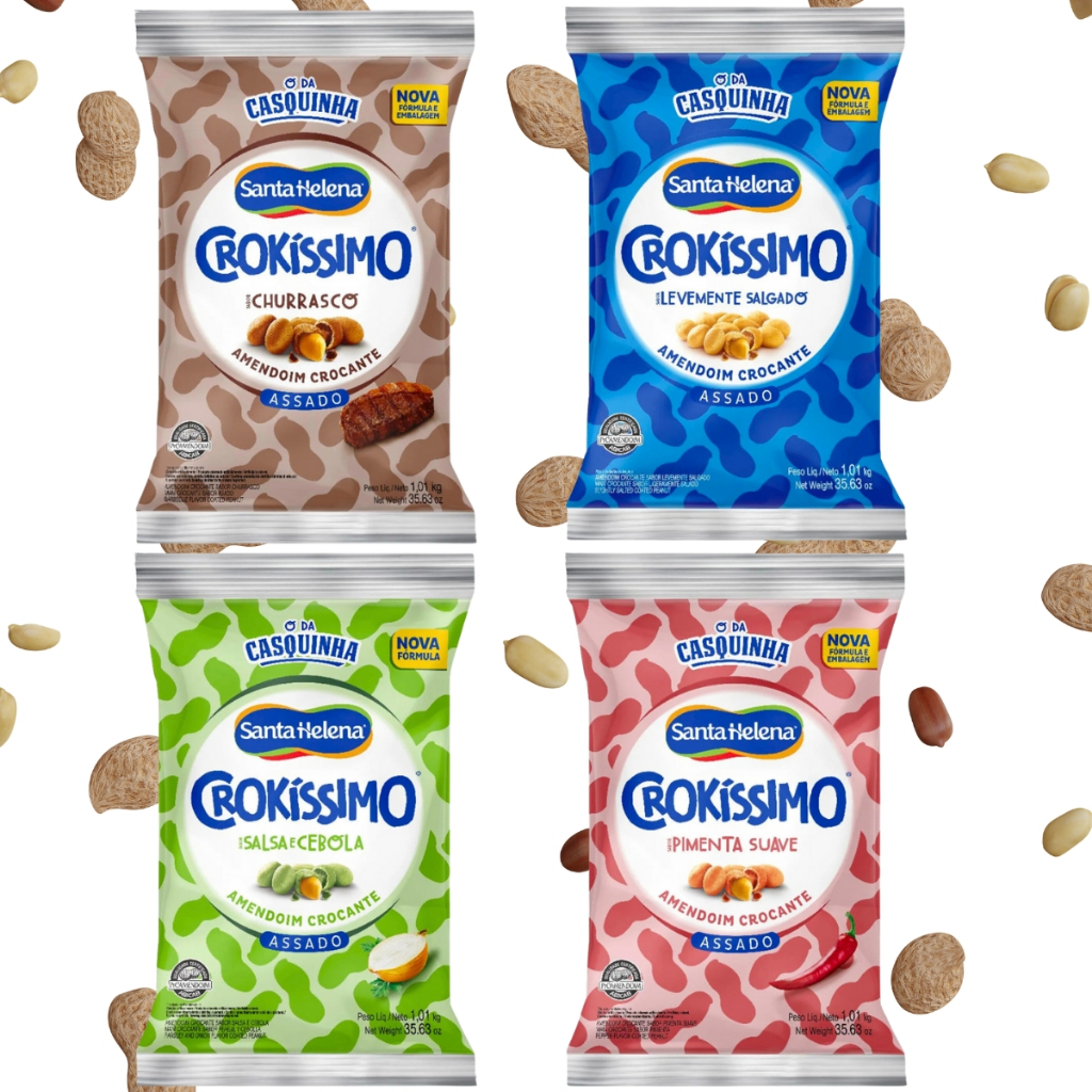 Amendoim Crocante Crokíssimo 1,01kg Santa Helena Petiscos Festa em Oferta na Shopee
