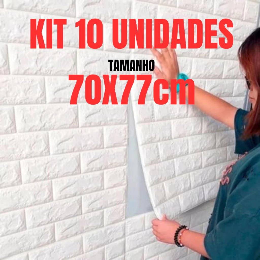 Kit 10 Placas 3D Tijolo Branco Adesivo Autocolante Decoração Quarto Sala Banheiro em Oferta na Shopee