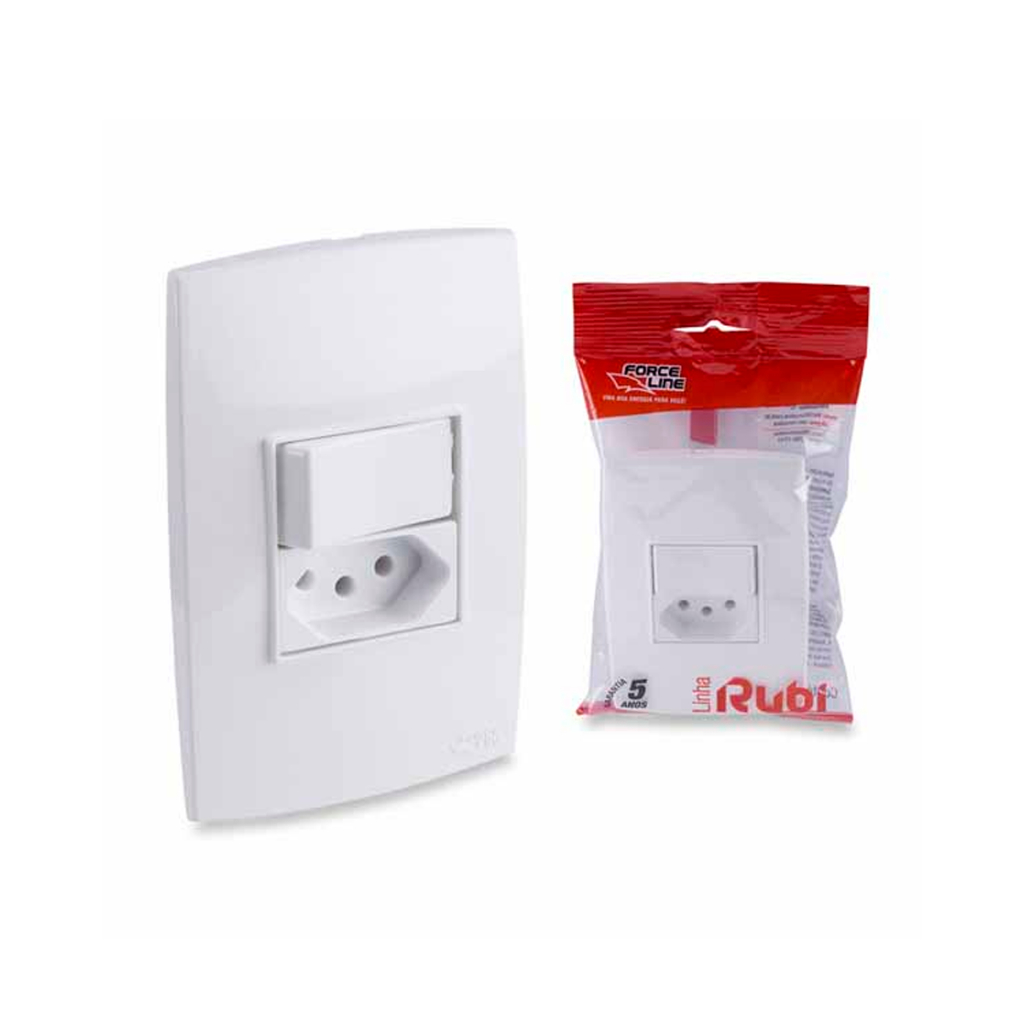 Tomada (Conjunto 1 Interruptor Paralelo) 10A 250V + 1tom 2P+1T 20a 250V Forceline