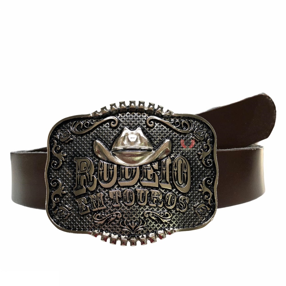 Cinto Country Cowboy Couro Legítimo Fivela Rodeio em Touros SC61