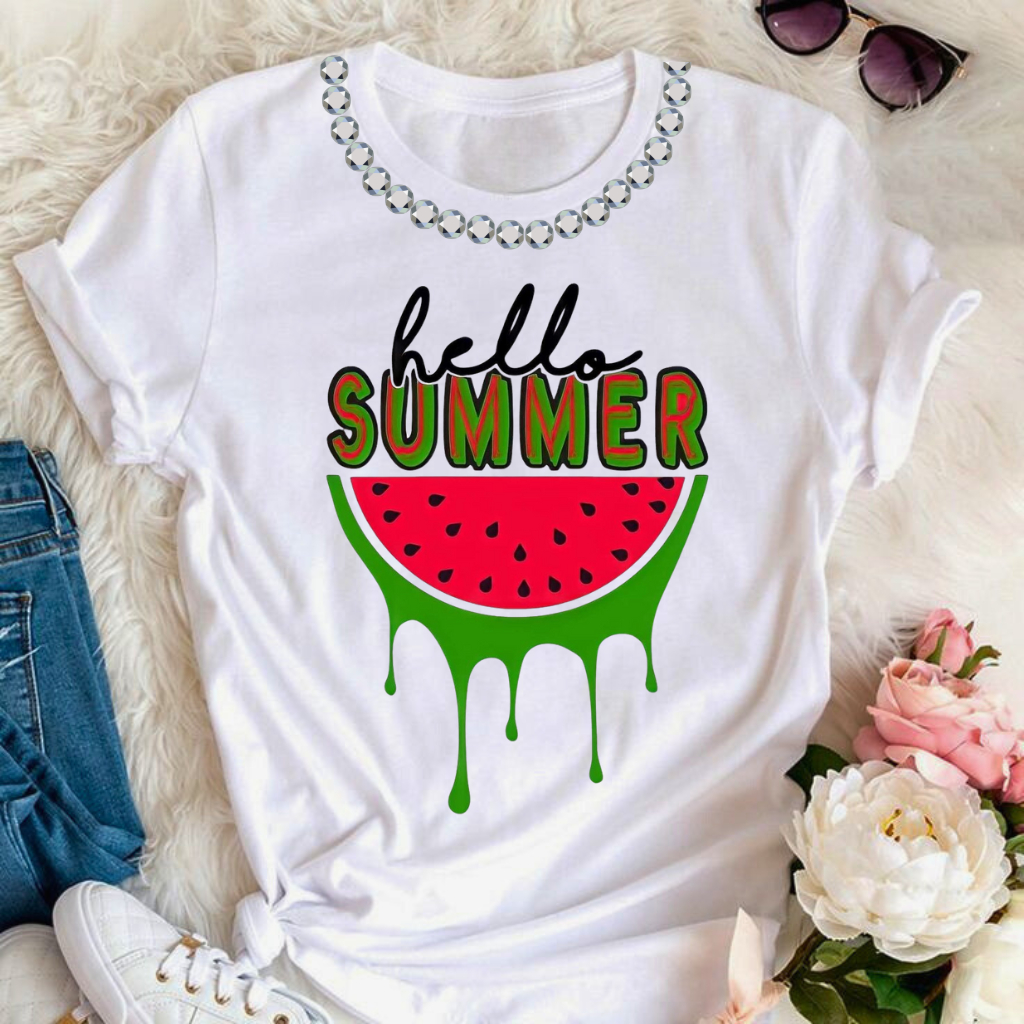 Camiseta feminina estampa de frutas melancia camisa t shirt feminina moda feminina .