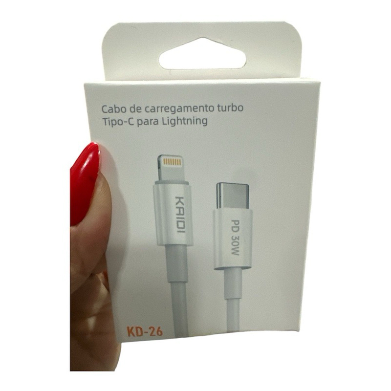 Cabo de Dados PD USB-C Lightning KAIDI KD-26 KAIDI 30W 1 metro