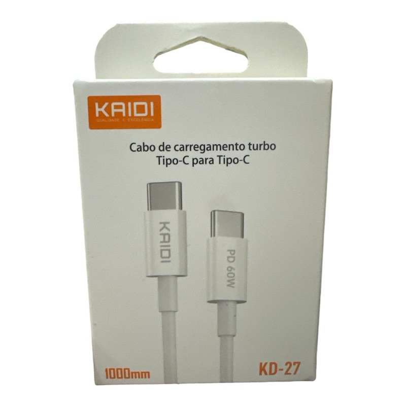 Cabo de Dados e Carregamento Turbo Tipo-C para Tipo-C KAIDI KD-27
