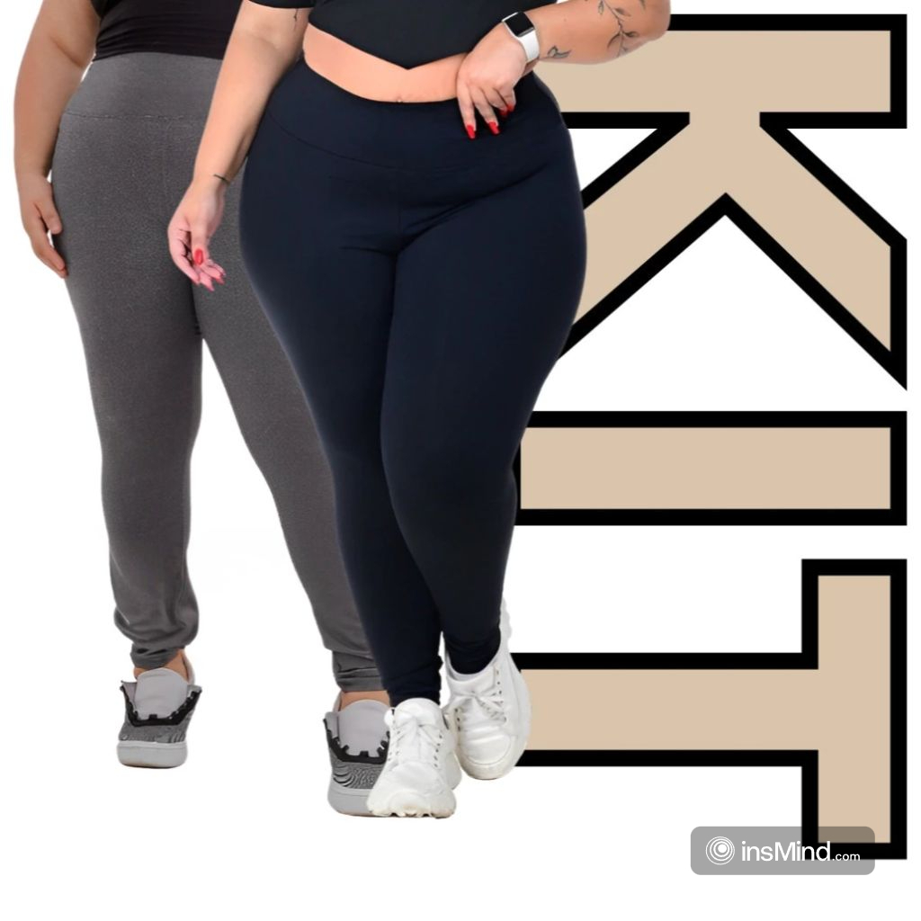 Kit 2 Calças Legging Plus Size Feminina Leg Suplex Cintura Alta Tecido Grosso Costura Reforçada Fitness Levanta Bumbum