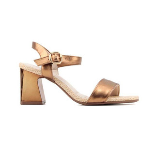 Sandália Feminina Bebecê Original Salto Metalizado Bronze em Oferta na Shopee