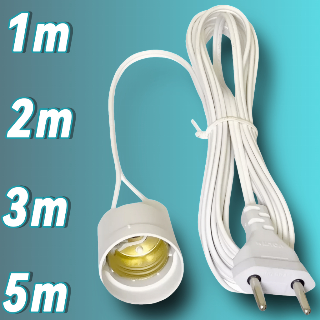Extensão Com Bocal Soquete Com Rabicho Lâmpada E27 Extensor Para Tomada Fio Tamanhos