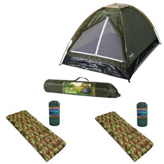 Kit Barraca Camping Mor Iglu Verde 2 Pessoas + 2 Colchonetes Acampar Tenda Pesca Viagem Praia Trilha em Oferta na Shopee