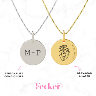 Colar Personalizado Laser - P (Personalize com Letras, Números e Símbolos) Banhado a Prata 925 ou Banhado a Ouro 18K em Oferta na Shopee