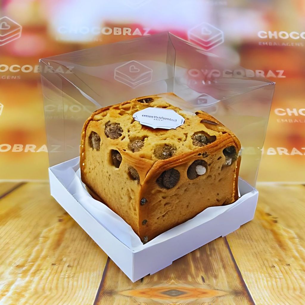 KIT 10~50 caixas panetone 250 gramas 12x12x12 MINI BOLO  tampa em acetato branca. em Oferta na Shopee