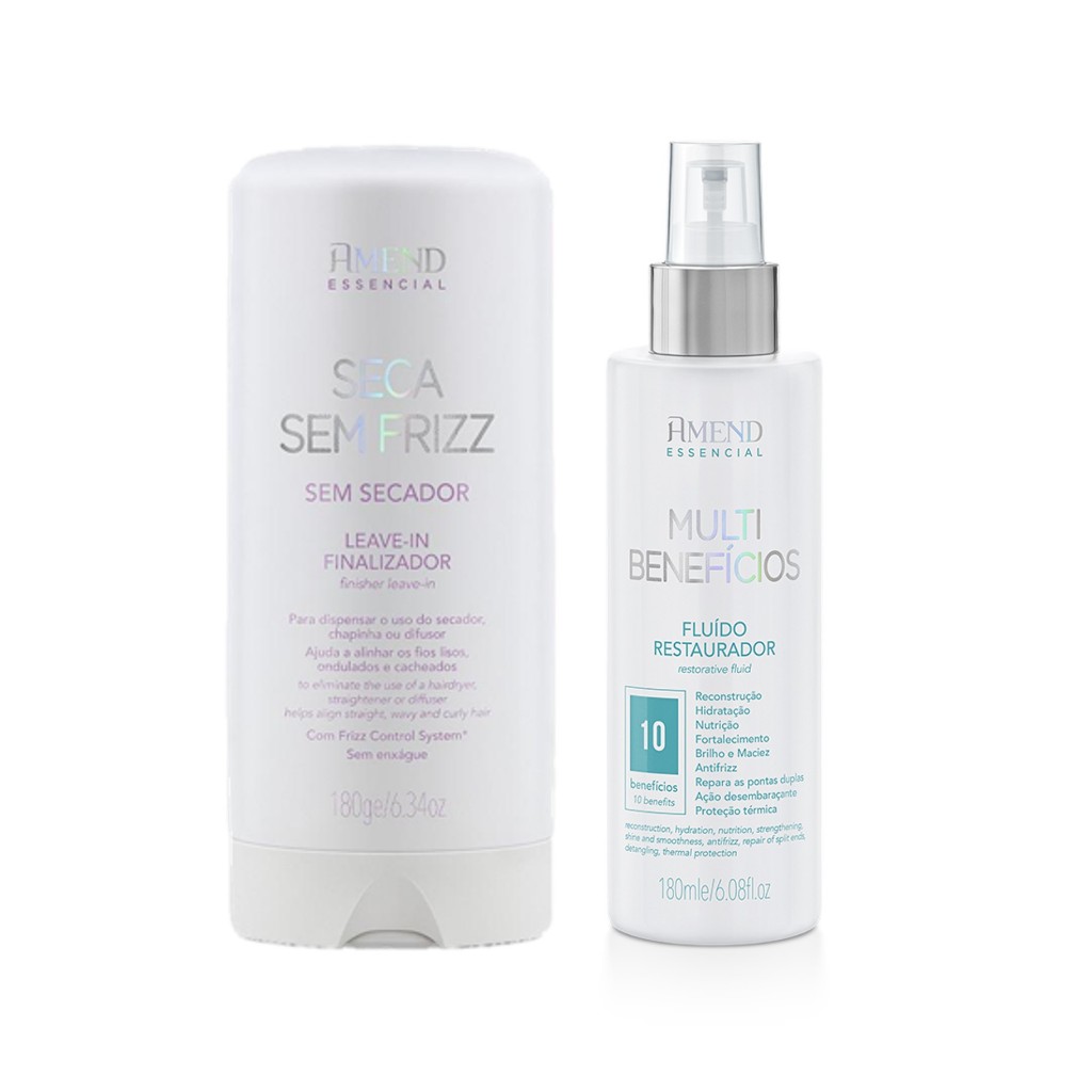 Amend KIT Seca Sem Frizz Leave-in 180g + Fluído Restaurador Multibenefícios 180ml em Oferta na Shopee