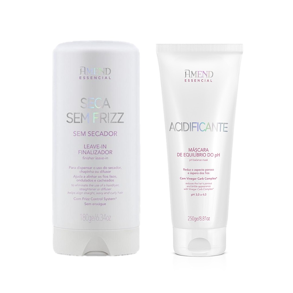 Amend KIT Seca Sem Frizz Leave-in 180g + Acidificante Máscara Equilíbrio do PH 250g em Oferta na Shopee