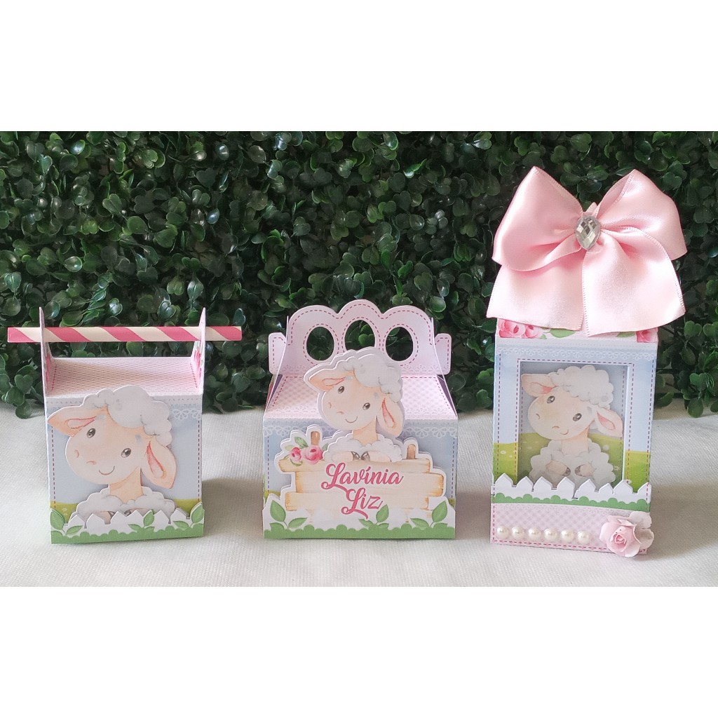 kit Caixinhas Ovelhinha I Festa de Menina I Rosa I personalizados I Lembrancinhas