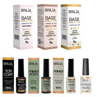 Preparadores e Finalizador Unhas em Gel Brilia Nails Base Niveladora Top Coat Primer Ácido Adesivador - Escolha o Seu