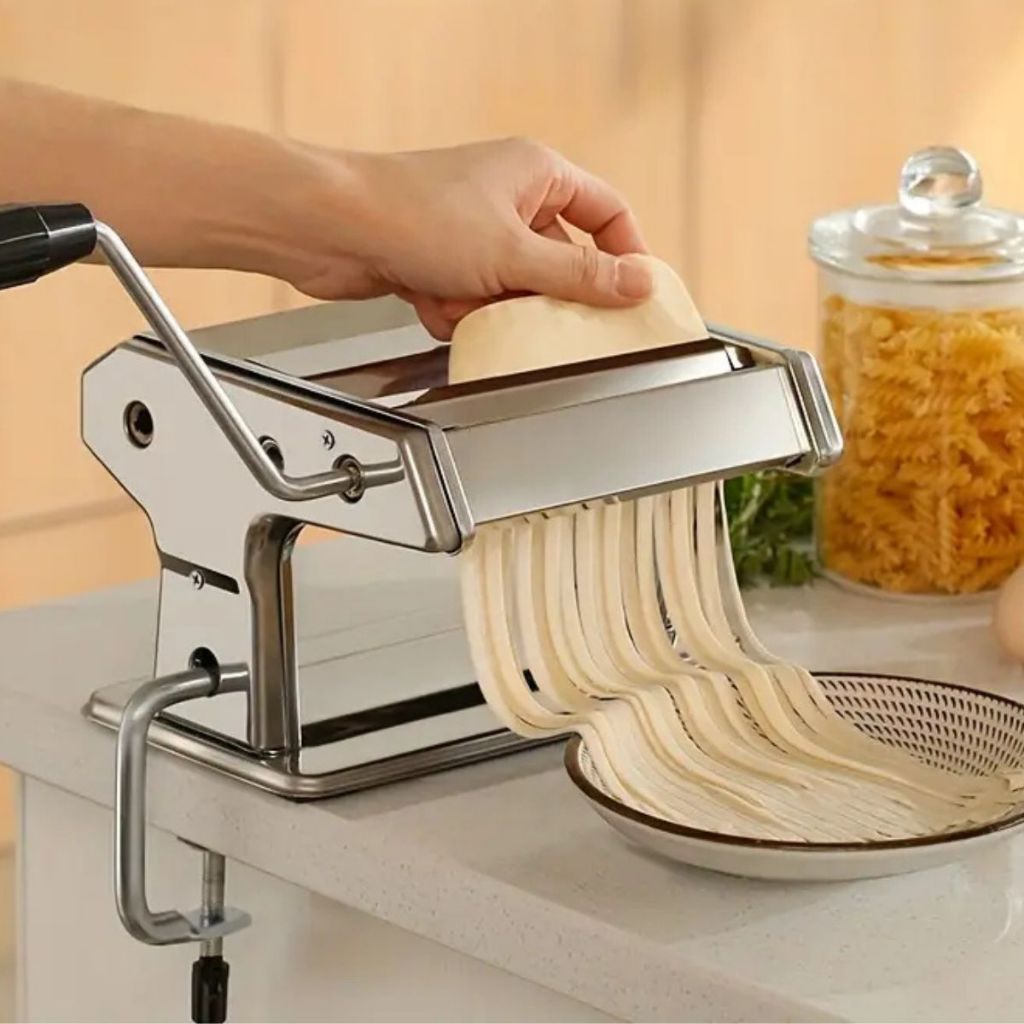 Máquina de Macarrão Massa Caseira 3 Massas Inox Lasanha Fettuccine Pastel Manual