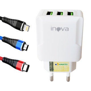 Fonte Carregador e Cabo Para Celular iPhone Android Tipo C V8 Turbo em Oferta na Shopee