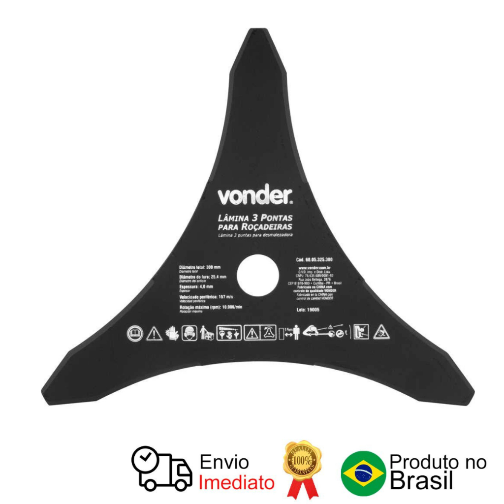 Lâmina De 3 Pontas Roçadeiras 300mm x 25.4mm Vonder em Oferta na Shopee
