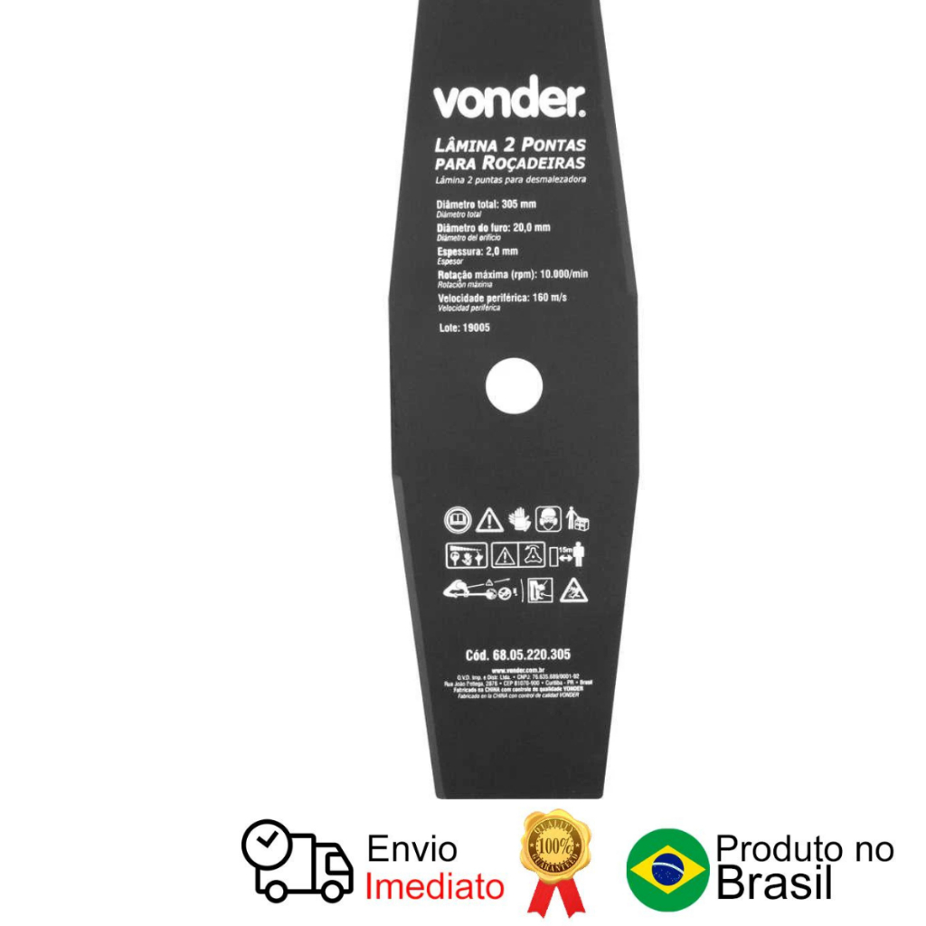 Lâmina De 2 Pontas Roçadeiras 305mm x 20mm Vonder em Oferta na Shopee