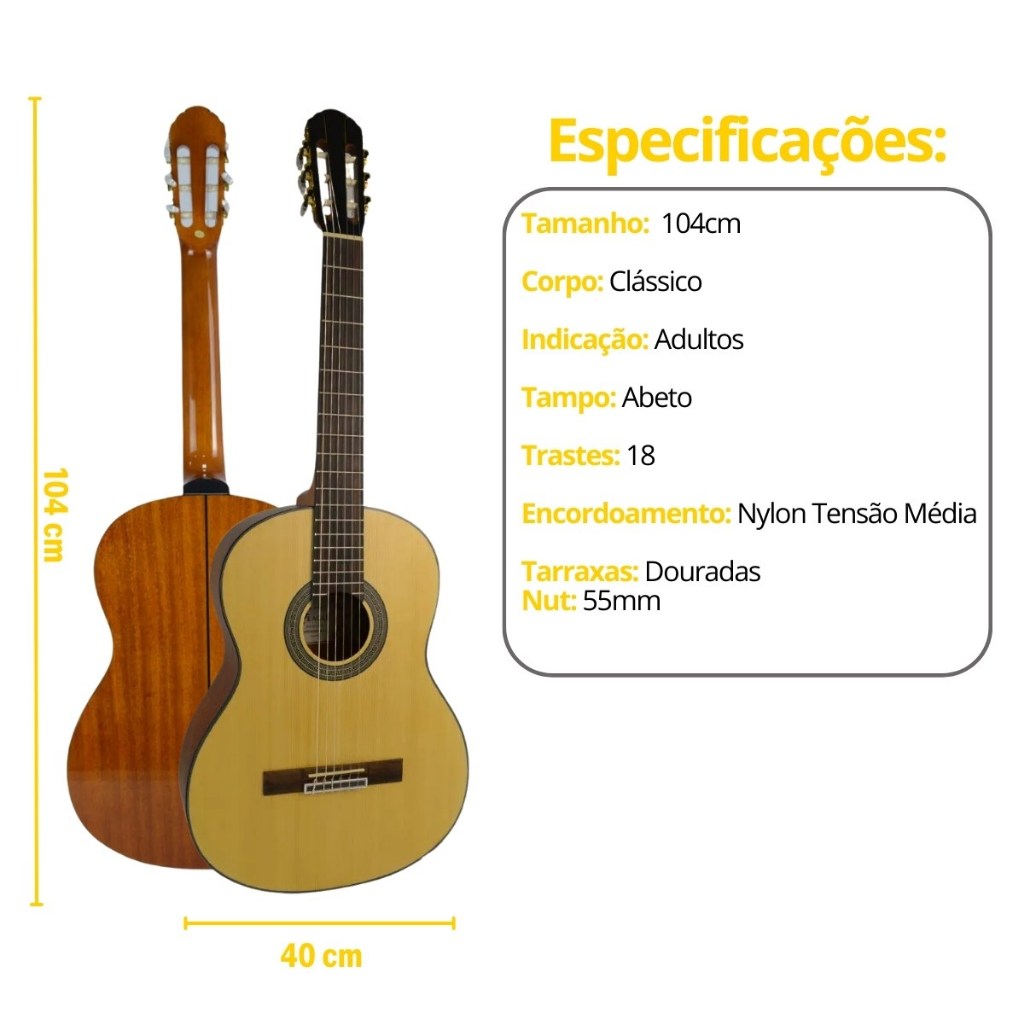 Kit Violão Eagle Dh69 Classico Nylon Pro Series + Acessórios - detalhe