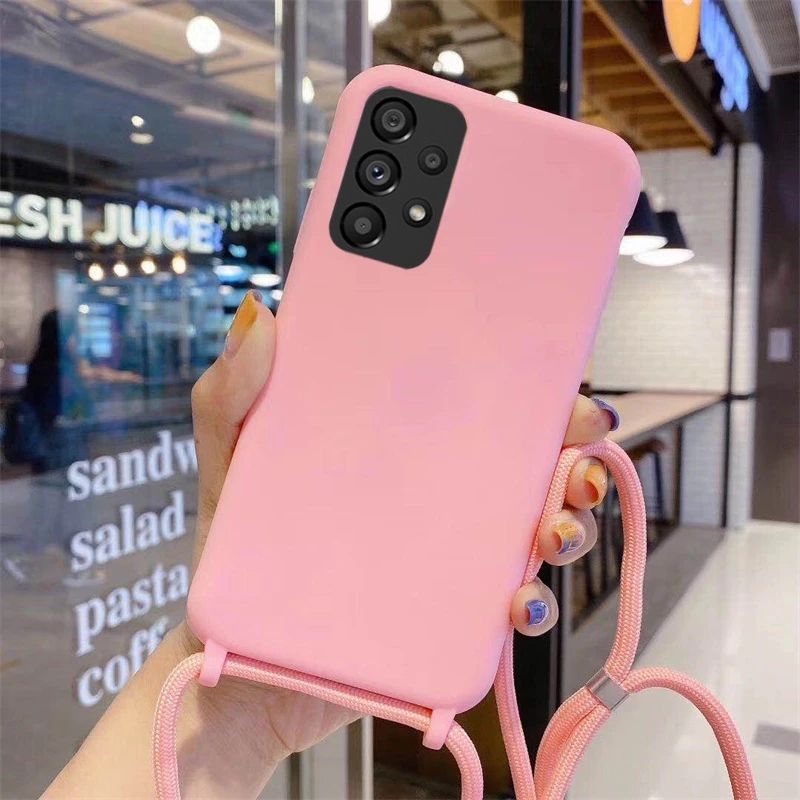 Capa Capinha Case  ROSA BEBE Com Cordão Transversal de luxo Alça para SAMSUNG A01 A02  A03 A03CORE A04  A05  A05S /A10
