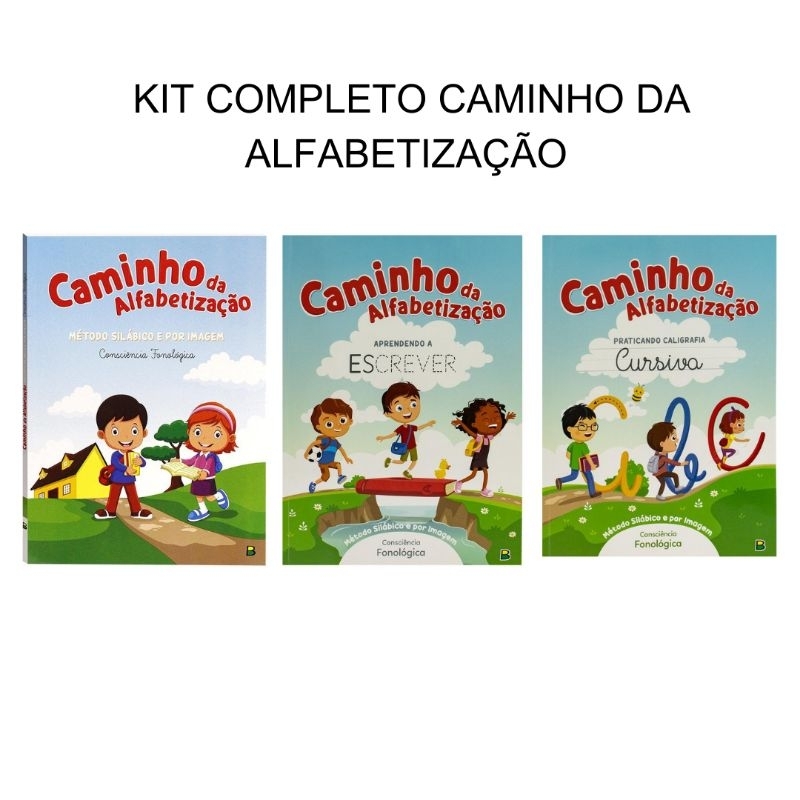 Kit completo com 3 livros Caminho da Alfabetização cartilhas de alfabetização e escrita letra bastão letra cursiva em Oferta na Shopee