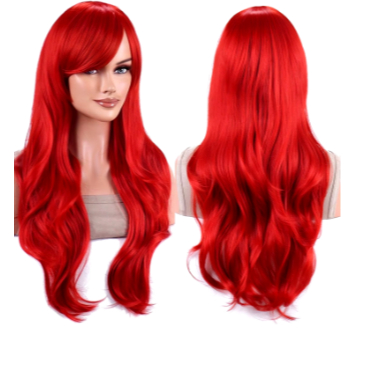 Peruca Lace Wig Longa Ondulada Com Franja Vermelha 70cm em Oferta na Shopee