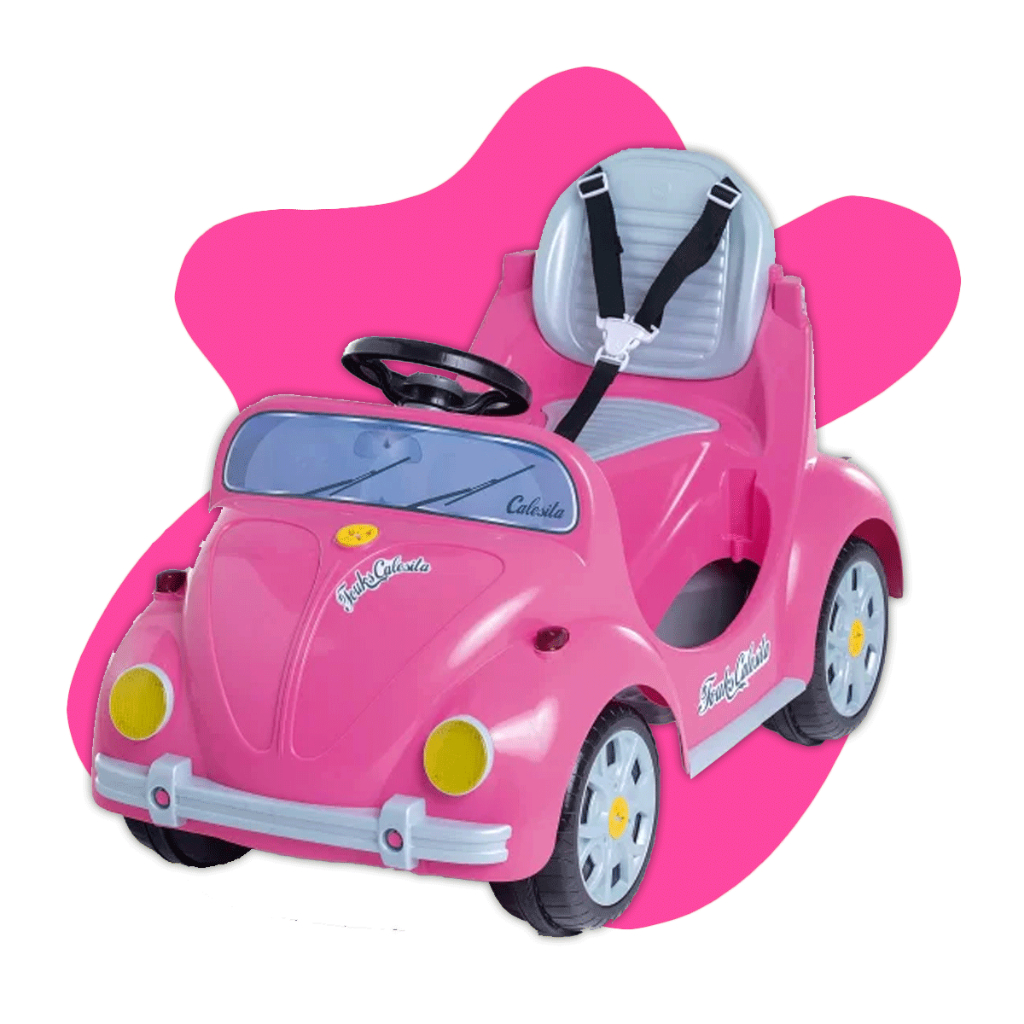 Andador Carrinho Infantil Passeio Pedal com Haste Fusca Fouks Fusquinha