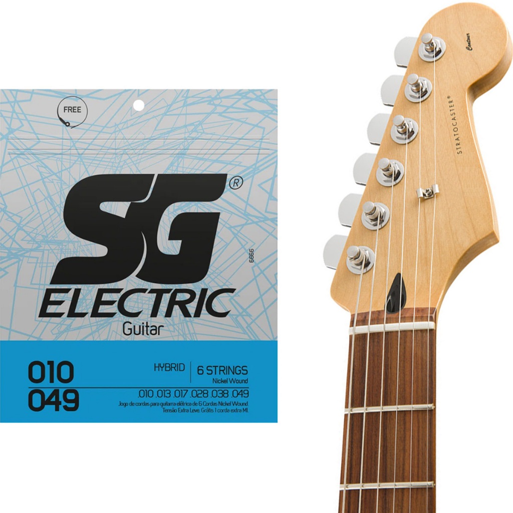 Encordoamento Guitarra SG 010 049 Hibrido + 1ª mi em Oferta na Shopee