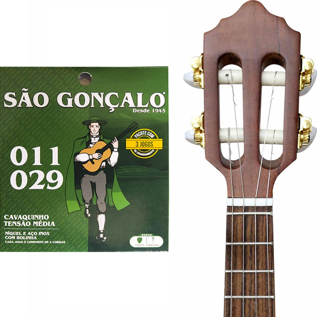 Kit 3 Encordoamento São Gonçalo Cordas p/ Cavaco com Bolinha em Oferta na Shopee