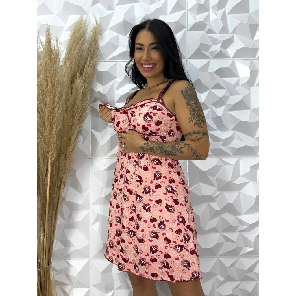 Kit 3 Camisola Suede Amamentação Pós Parto — imagem 2 de 2