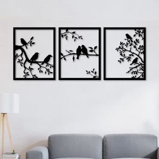 Kit Quadros Decorativos Vazado em MDF 3mm Diversos Modelos e Tamanhos Preto em Oferta na Shopee