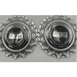 Par Calota Centro Roda Bbs Brw900 Prata + Emblema Carbono