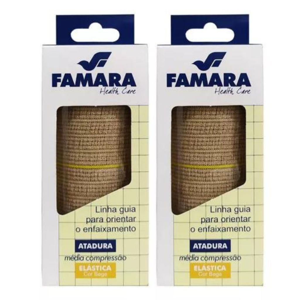 Kit 2 Bandagem Elástica 10cm x 1,30m Atadura Média Compressão Faixa Ortopedia Enfermagem Curativo Varizes Inchaço Famara em Oferta na Shopee