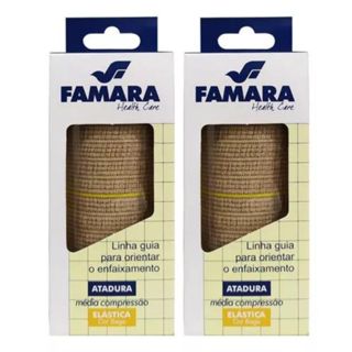 Kit 2 Bandagem Elástica 10cm x 1,30m Atadura Média Compressão Faixa Ortopedia Enfermagem Curativo Varizes Inchaço Famara em Oferta na Shopee