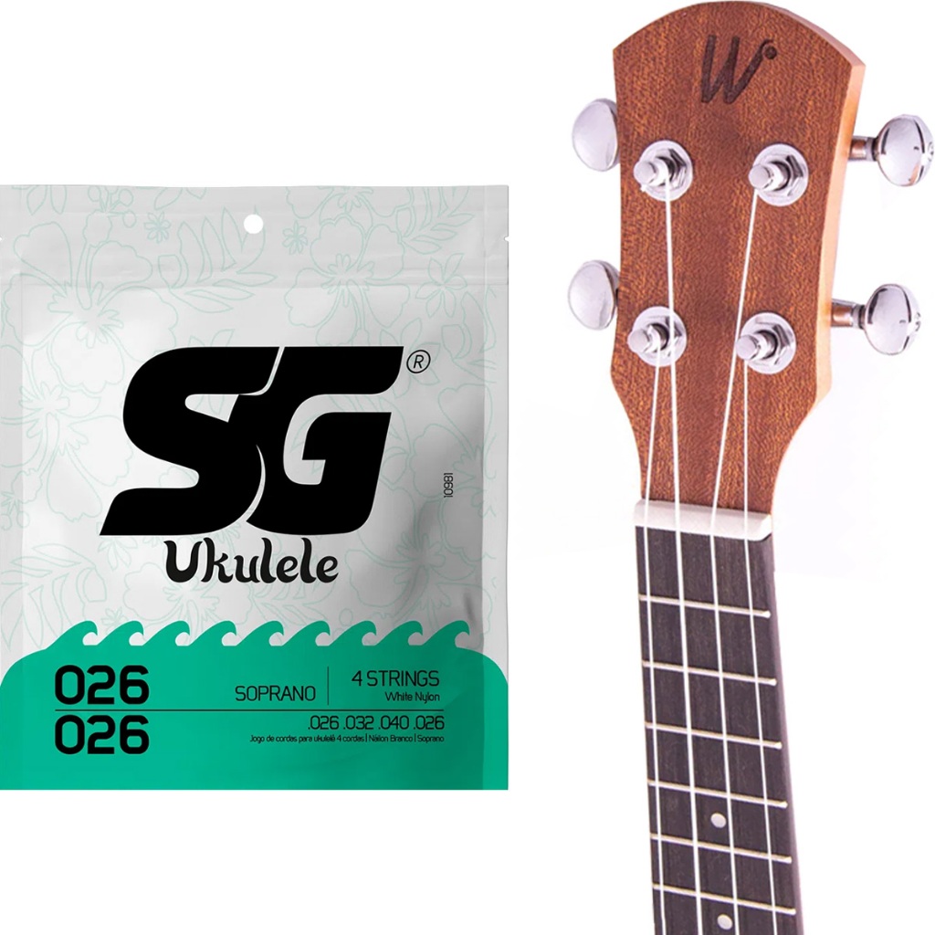 Encordoamento Ukulele Soprano Nylon Branco SG Cordas 026 em Oferta na Shopee