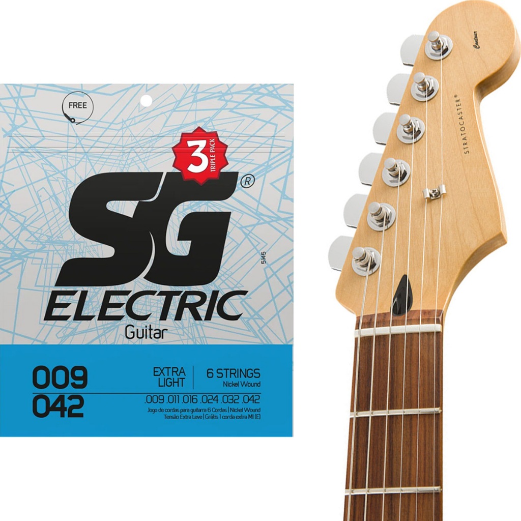 Kit 3 Encordoamento SG Guitarra 009 Níquel Triple Pack - Extra Light em Oferta na Shopee