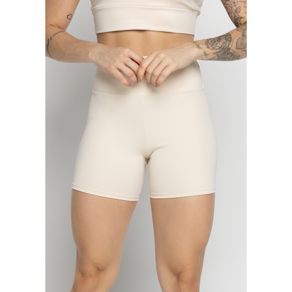 Short Fitness Meia Coxa Poliamida Zero Transparência Cintura Alta