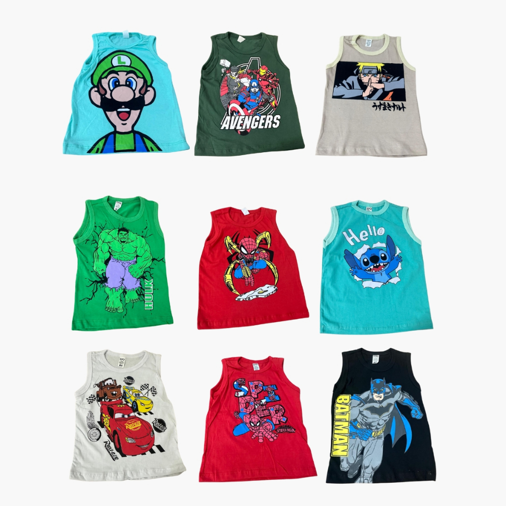 Kit 05 Regatas Infantil 100% Algodão 30.1 Personagens Criança Camisa Blusa em Oferta na Shopee