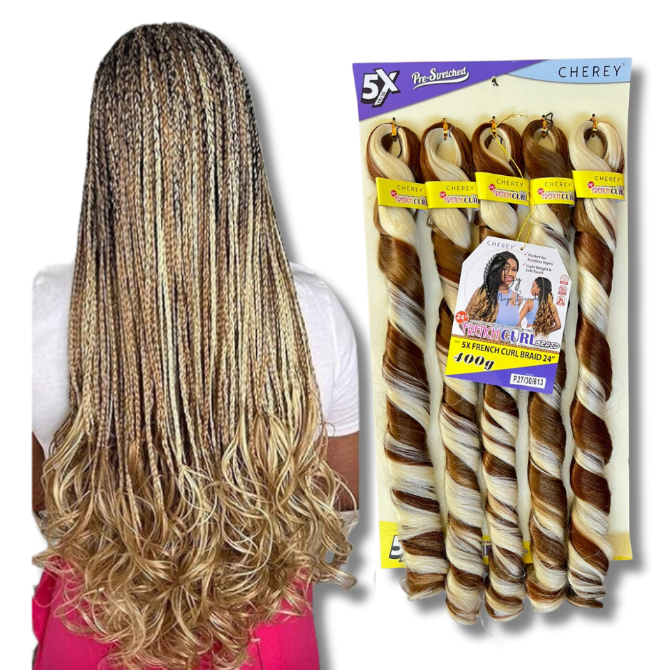 Jumbo French Curl Braids 5x Cabelo Ondulado P/ Trança Cherey Braids Boho 400g 60cm Fibra premium
