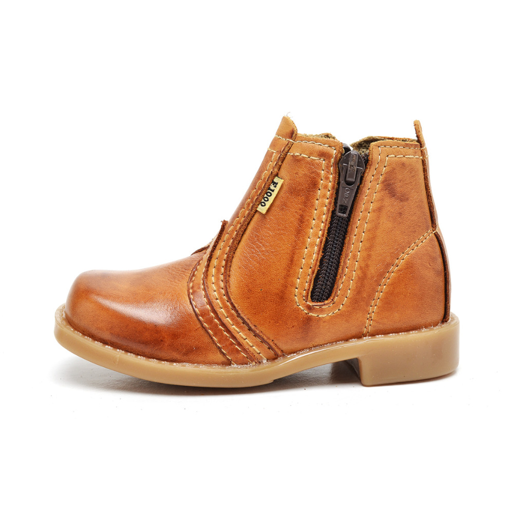 Botina Masculina Country Infantil Ziper em Couro Legitimo F1000