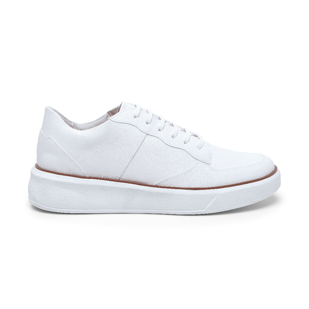 Tênis Casual Branco Sapatenis Masculino Couro Confortável Lançamento Moda
