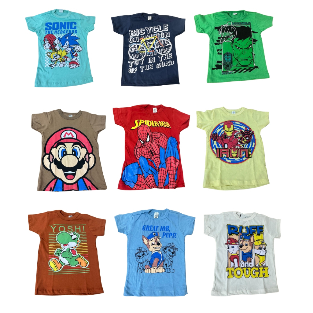 Kit 05 Camisetas Infantil 100% Algodão Personagens Criança Camisa Blusa Promo