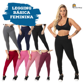 Calça Legging Fitness Feminina Básica Cós Alto Academia