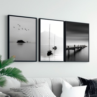 Quadros Decorativos Kit com 3 Moldura 50X70 cm Grande Sala Hall em Oferta na Shopee