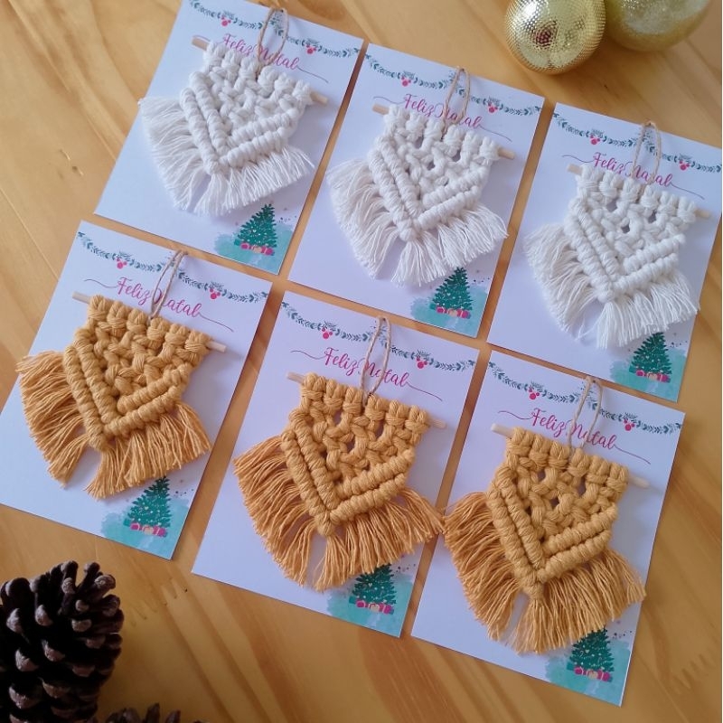 Lembrancinha de Natal/mini painel macramê/mimo de Natal/presente de Natal/kit c/ 10 unidades