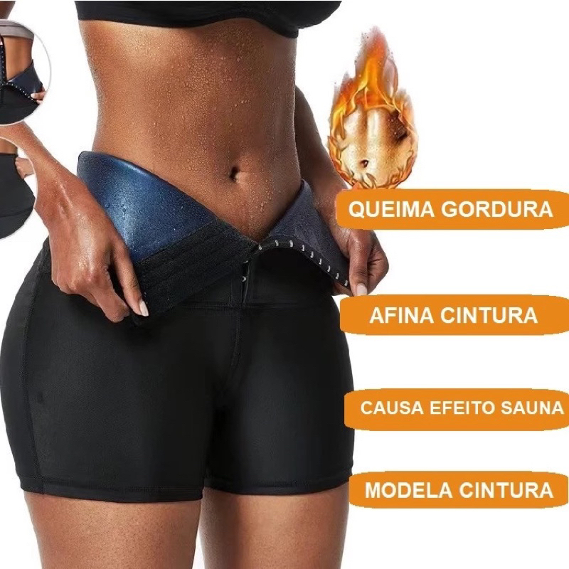 Bermuda Short Modelador Efeito Sauna Queima Gordura Afina Cintura Cinta em Oferta na Shopee