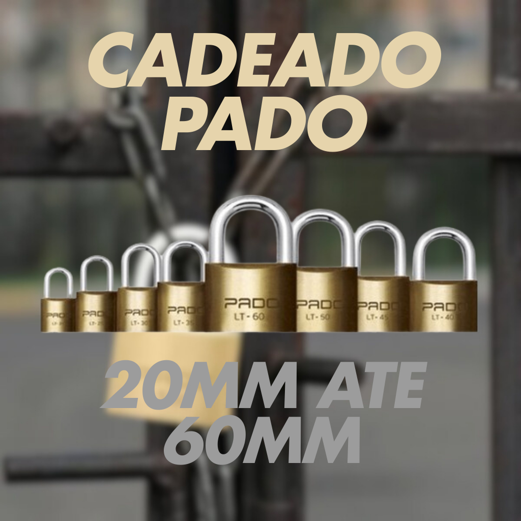 Cadeado Pado Lt 20mm 25mm 30mm 40mm 45mm 50mm Latão 2 Chaves Armario Janelas Portão