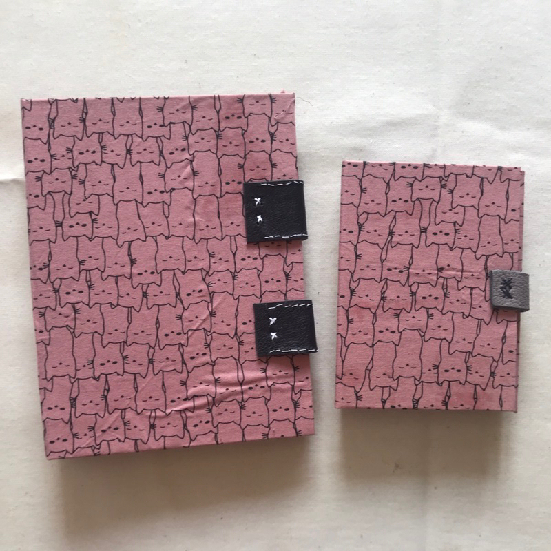 Caderno Artesanal Vintage Classic - Gatinhos em Fundo Rosa Antigo - Tamanhos A5 e A6 - cód. CAD171