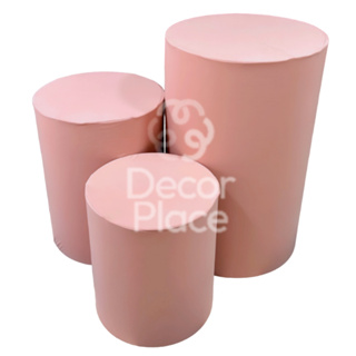 Kit trio capas para cilindro mesa decoração - cor ROSA BEBÊ em Oferta na Shopee