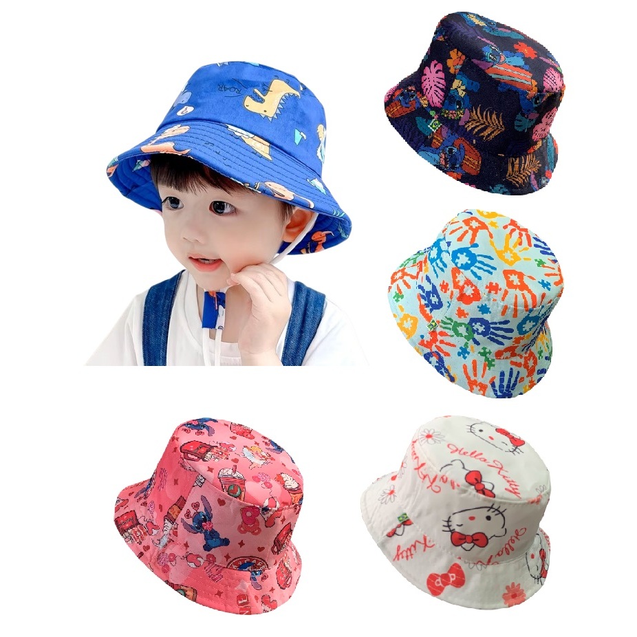 Chapéu Bucket Infantil com cordão de pescoço cata ovo menino menina chapeu praia varias cores